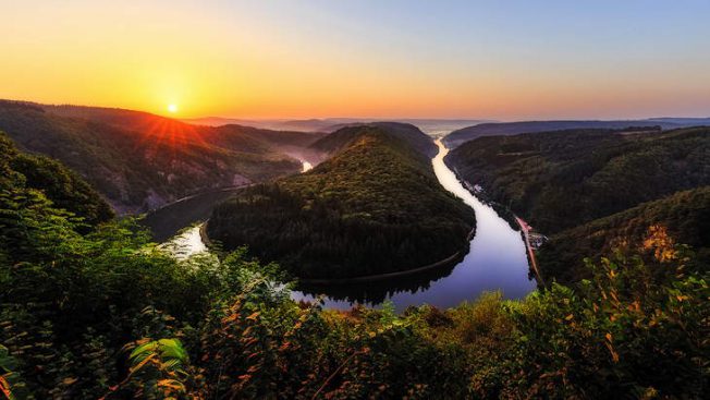 Sonnenaufgang an der Saarschleife