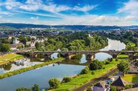 Panoramic aerial view of Trier in a beautiful summer day, Germany